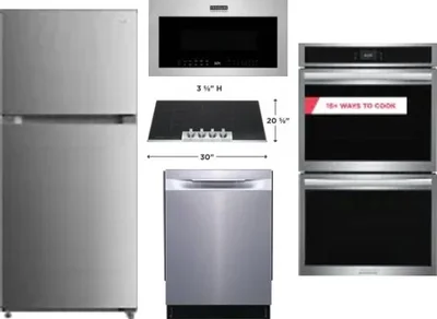 5 Piece Package Includes Refrigerator, Cooktop, Wall Oven, Microwave And Dishwasher