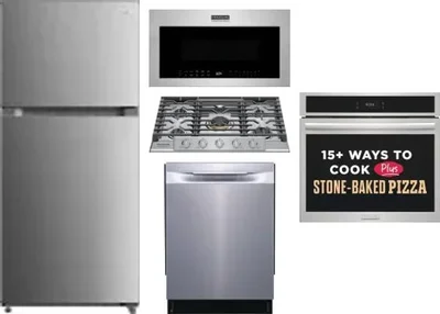 5 Piece Package Includes Refrigerator, Cooktop, Wall Oven, Microwave And Dishwasher