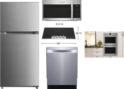 5 Piece Package Includes Refrigerator, Cooktop, Wall Oven, Microwave And Dishwasher