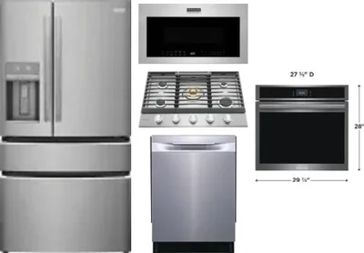 5 Piece Package Includes Refrigerator, Cooktop, Wall Oven, Microwave And Dishwasher