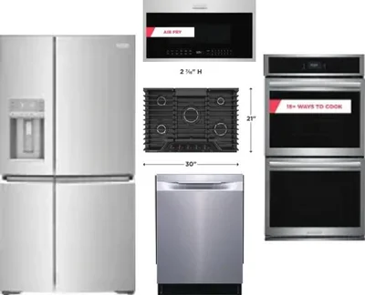 5 Piece Package Includes Refrigerator, Cooktop, Wall Oven, Microwave And Dishwasher