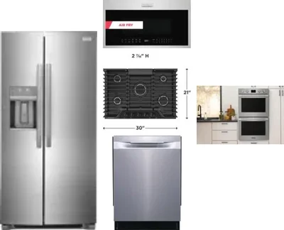 5 Piece Package Includes Refrigerator, Cooktop, Wall Oven, Microwave And Dishwasher