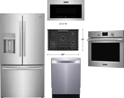 5 Piece Package Includes Refrigerator, Cooktop, Wall Oven, Microwave And Dishwasher