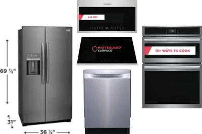 5 Piece Package Includes Refrigerator, Cooktop, Wall Oven, Microwave And Dishwasher