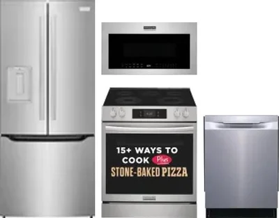 4 Piece Package Includes Refrigerator, Range, Microwave And Dishwasher