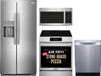 4 Piece Package Includes Refrigerator, Range, Microwave And Dishwasher
