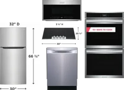 5 Piece Package Includes Refrigerator, Cooktop, Wall Oven, Microwave And Dishwasher