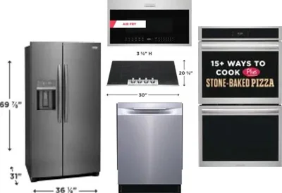 5 Piece Package Includes Refrigerator, Cooktop, Wall Oven, Microwave And Dishwasher