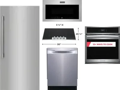 5 Piece Package Includes Refrigerator, Cooktop, Wall Oven, Microwave And Dishwasher