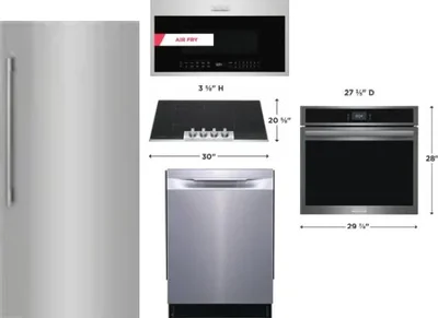 5 Piece Package Includes Refrigerator, Cooktop, Wall Oven, Microwave And Dishwasher