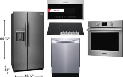 5 Piece Package Includes Refrigerator, Cooktop, Wall Oven, Microwave And Dishwasher