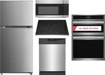5 Piece Package Includes Refrigerator, Cooktop, Wall Oven, Microwave And Dishwasher