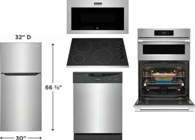 5 Piece Package Includes Refrigerator, Cooktop, Wall Oven, Microwave And Dishwasher