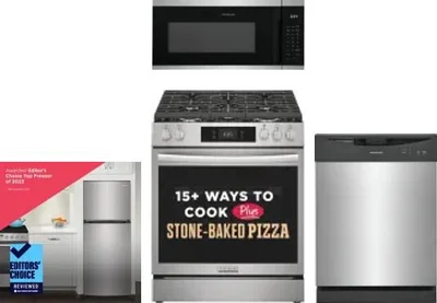 4 Piece Package Includes Refrigerator, Range, Microwave And Dishwasher