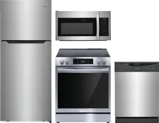 4 Piece Package Includes Refrigerator, Range, Microwave And Dishwasher
