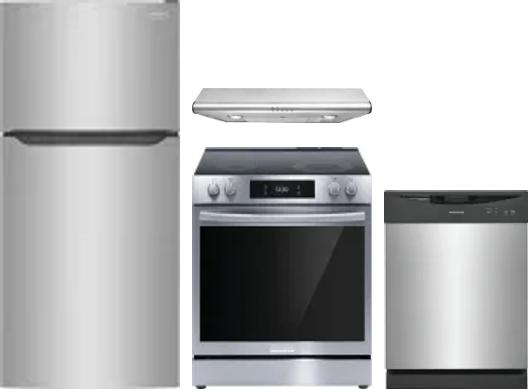 4 Piece Package Includes Refrigerator, Range, Hood And Dishwasher