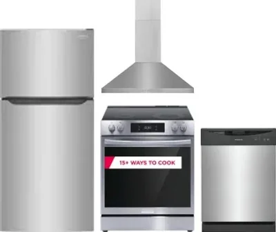 4 Piece Package Includes Refrigerator, Range, Hood And Dishwasher