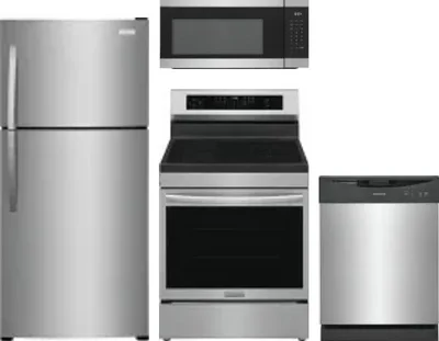 4 Piece Package Includes Refrigerator, Range, Microwave And Dishwasher