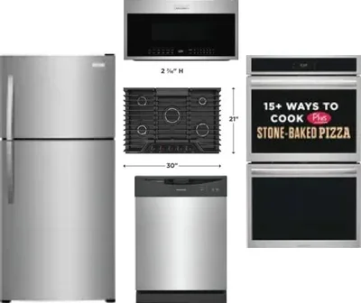 5 Piece Package Includes Refrigerator, Cooktop, Wall Oven, Microwave And Dishwasher