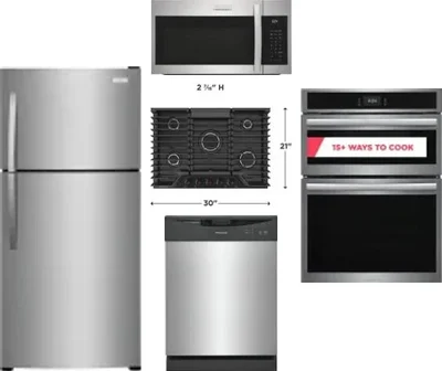 5 Piece Package Includes Refrigerator, Cooktop, Wall Oven, Microwave And Dishwasher