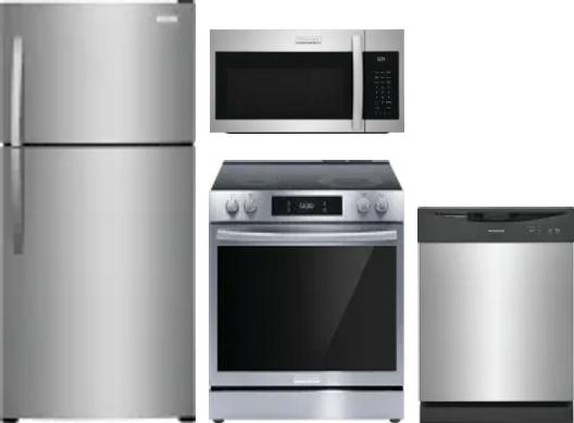 4 Piece Package Includes Refrigerator, Range, Microwave And Dishwasher