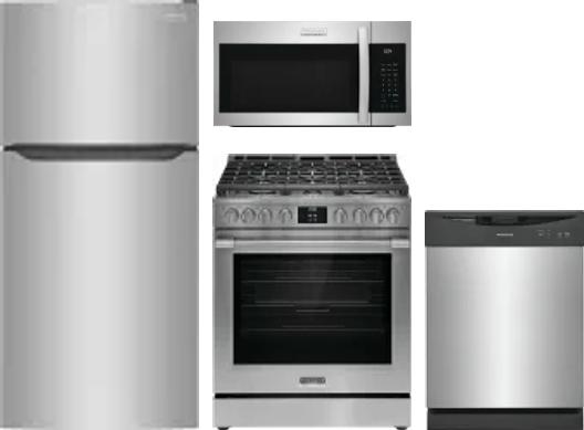 4 Piece Package Includes Refrigerator, Range, Microwave And Dishwasher