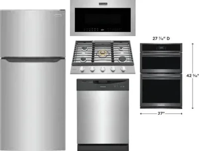 5 Piece Package Includes Refrigerator, Cooktop, Wall Oven, Microwave And Dishwasher