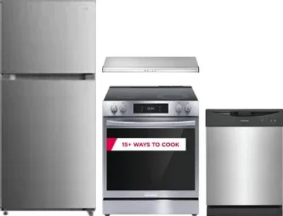 4 Piece Package Includes Refrigerator, Range, Hood And Dishwasher