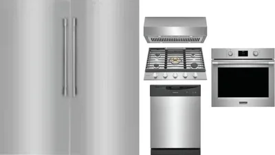 6 Piece Package Includes Refrigerator, Freezer, Cooktop, Wall Oven, Hood And Dishwasher