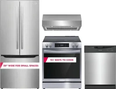 4 Piece Package Includes Refrigerator, Range, Hood And Dishwasher