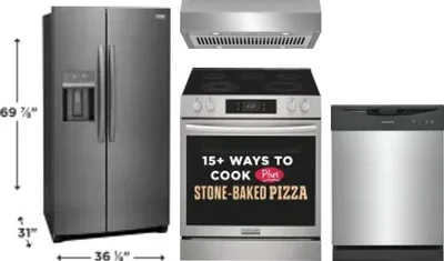 4 Piece Package Includes Refrigerator, Range, Hood And Dishwasher