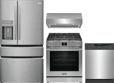 4 Piece Package Includes Refrigerator, Range, Hood And Dishwasher