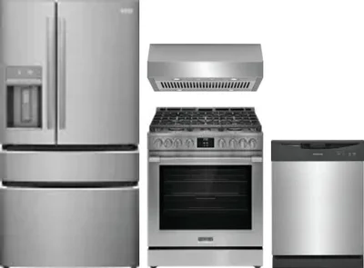 4 Piece Package Includes Refrigerator, Range, Hood And Dishwasher