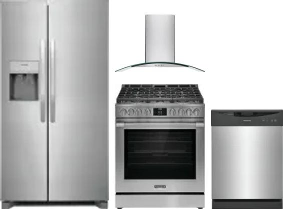 4 Piece Package Includes Refrigerator, Range, Hood And Dishwasher