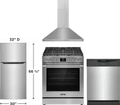 4 Piece Package Includes Refrigerator, Range, Hood And Dishwasher