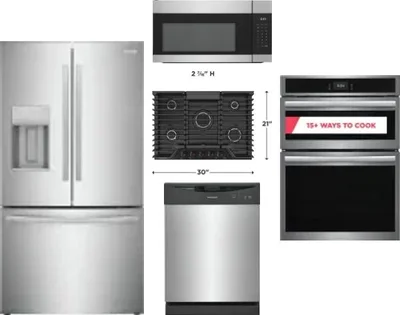 5 Piece Package Includes Refrigerator, Cooktop, Wall Oven, Microwave And Dishwasher