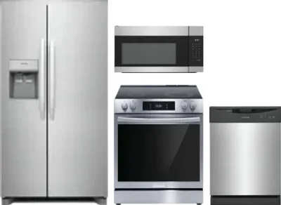 4 Piece Package Includes Refrigerator, Range, Microwave And Dishwasher
