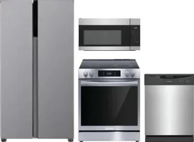 4 Piece Package Includes Refrigerator, Range, Microwave And Dishwasher