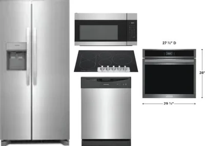 5 Piece Package Includes Refrigerator, Cooktop, Wall Oven, Microwave And Dishwasher