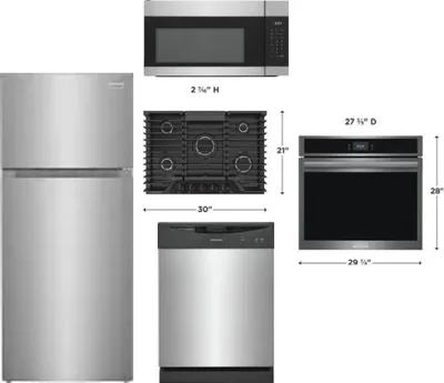 5 Piece Package Includes Refrigerator, Cooktop, Wall Oven, Microwave And Dishwasher