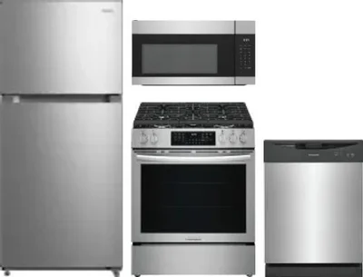 4 Piece Package Includes Refrigerator, Range, Microwave And Dishwasher