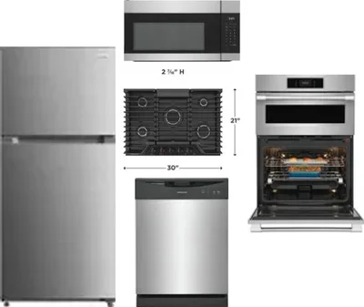5 Piece Package Includes Refrigerator, Cooktop, Wall Oven, Microwave And Dishwasher