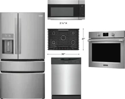 5 Piece Package Includes Refrigerator, Cooktop, Wall Oven, Microwave And Dishwasher