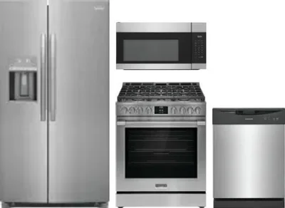 4 Piece Package Includes Refrigerator, Range, Microwave And Dishwasher