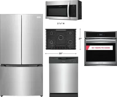 5 Piece Package Includes Refrigerator, Cooktop, Wall Oven, Microwave And Dishwasher