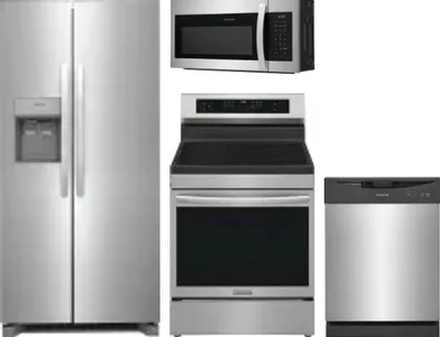 4 Piece Package Includes Refrigerator, Range, Microwave And Dishwasher