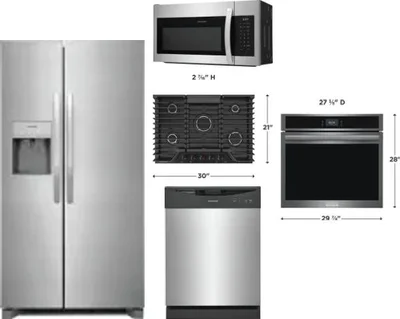 5 Piece Package Includes Refrigerator, Cooktop, Wall Oven, Microwave And Dishwasher