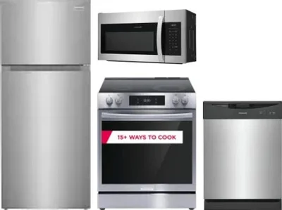 4 Piece Package Includes Refrigerator, Range, Microwave And Dishwasher