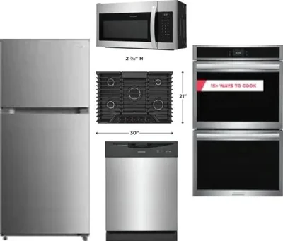 5 Piece Package Includes Refrigerator, Cooktop, Wall Oven, Microwave And Dishwasher