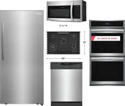 5 Piece Package Includes Refrigerator, Cooktop, Wall Oven, Microwave And Dishwasher